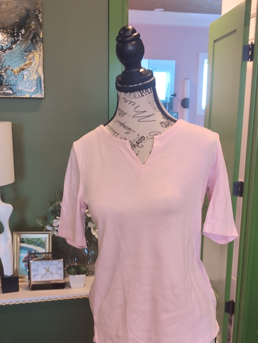 Talbots Lightweight Pink Notch-Neck Top